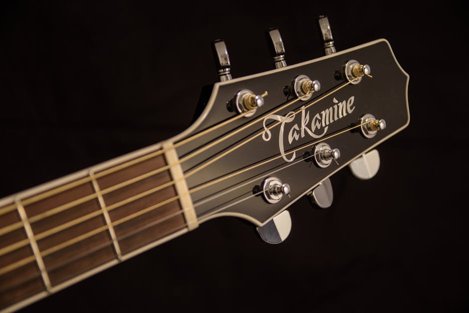 Premium acoustic guitar showcasing beautiful wood grain and craftsmanship in our guitar store